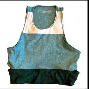 Outdoor Voices Slashback Crop top Sports bra heather blue green white Sz S